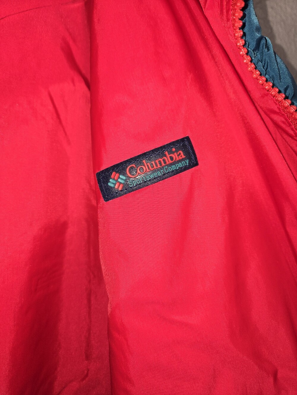 80's Columbia Red & Teal Reversible  Coat Size XL - Picture 14 of 15